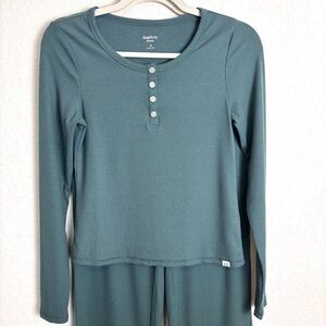 Gap Body Eucalyptus Green Ribbed Pajama Set Women’s Small Lounge Cozy Sleepwear